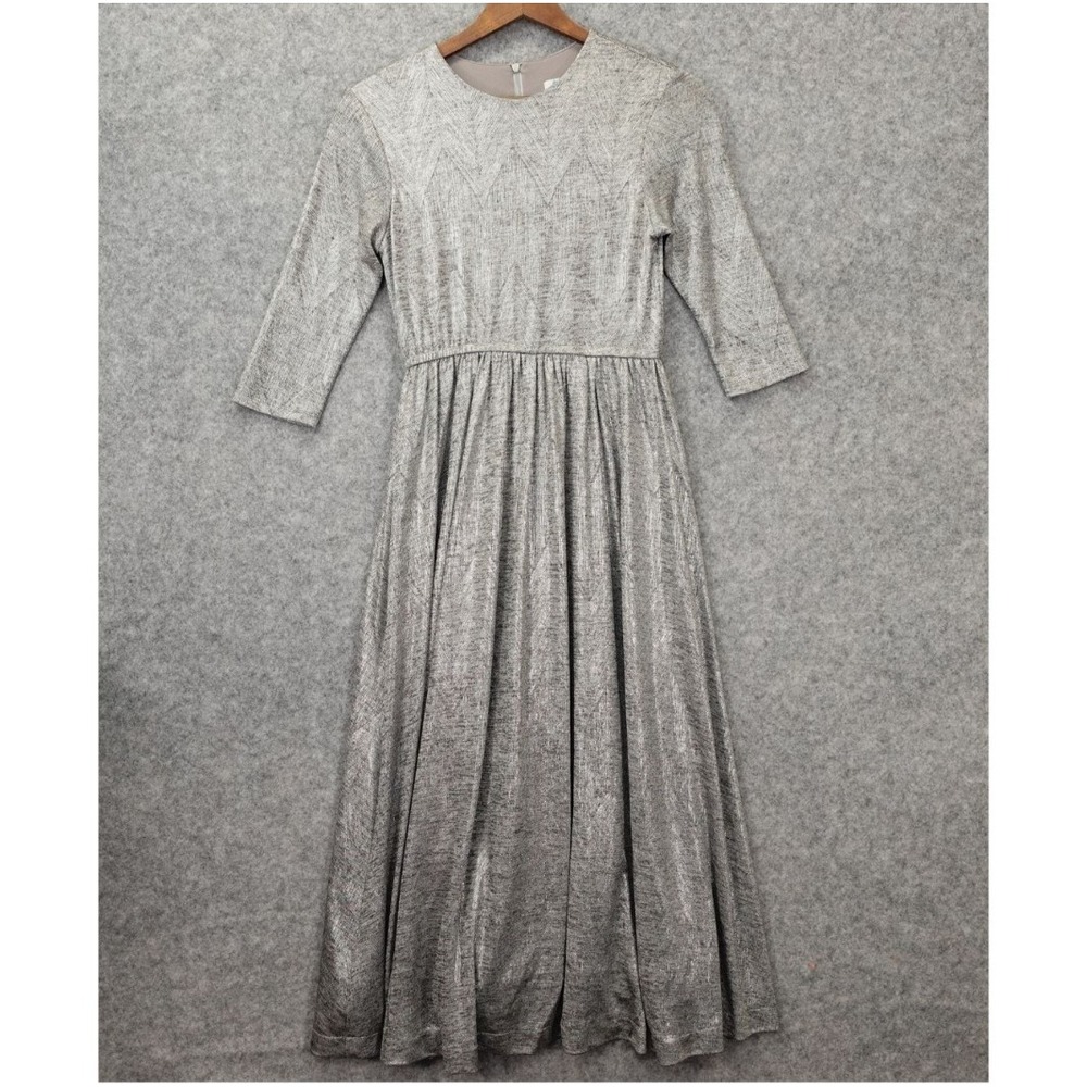 Y2K Metallic Silver Dress Girls 12 Shimmer Party Maxi Long Gown‎ Glitter NOTE